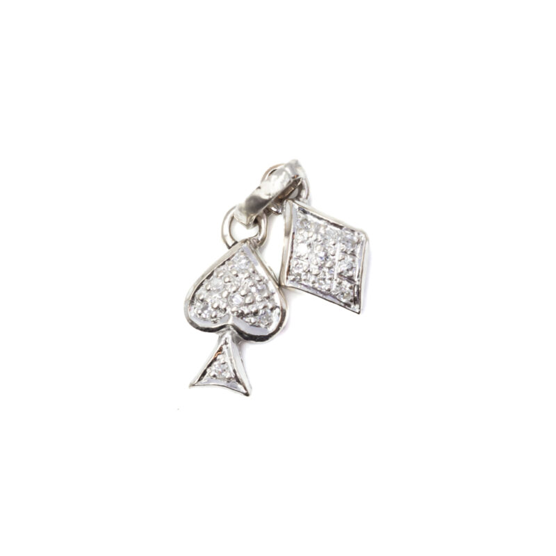 18ct White Gold Diamond Poker Charm Spade & Diamond #58947-3