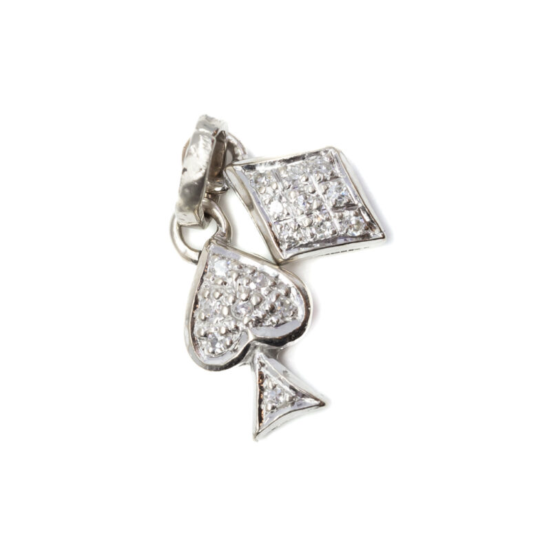 18ct White Gold Diamond Poker Charm Spade & Diamond #58947-3