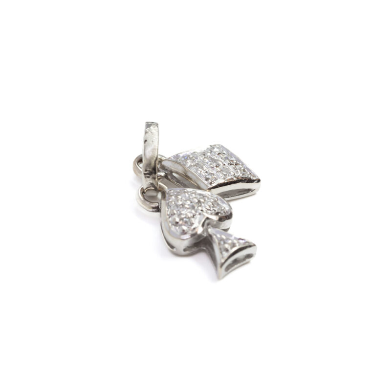 18ct White Gold Diamond Poker Charm Spade & Diamond #58947-3