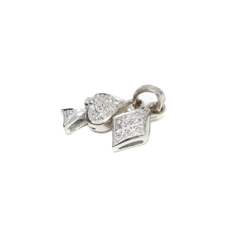 18ct White Gold Diamond Poker Charm Spade & Diamond #58947-3