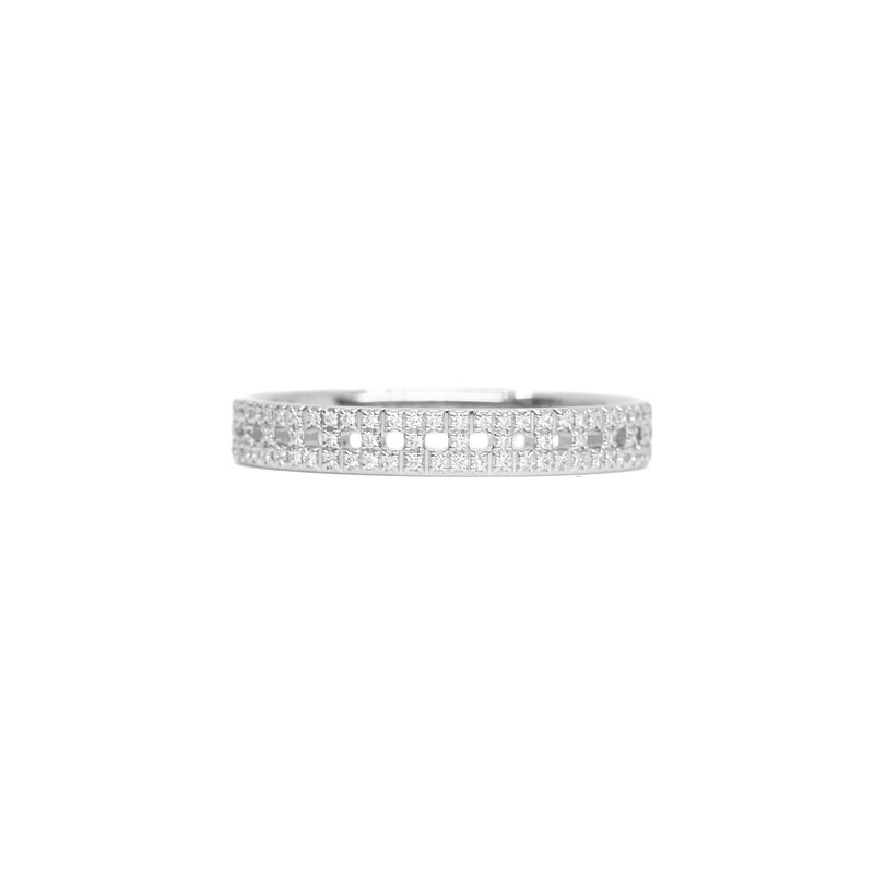 Tiffany & Co 18ct White Gold Diamond True Narrow Ring Size 11 #61735