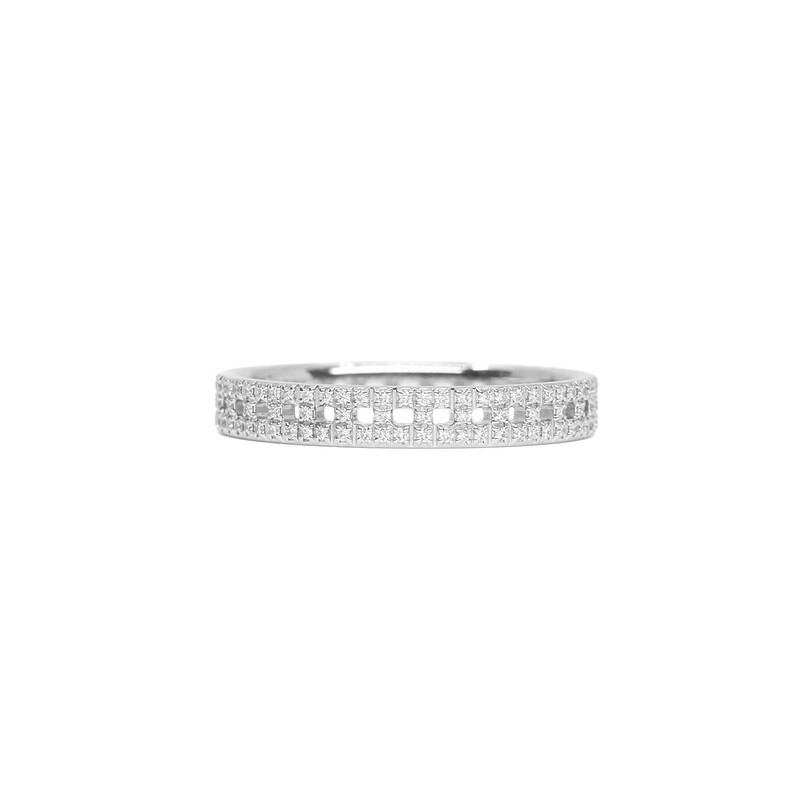 Tiffany & Co 18ct White Gold Diamond True Narrow Ring Size 11 #61735