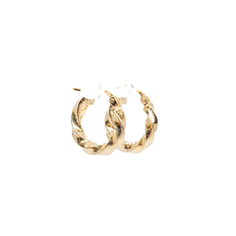 9ct Yellow Gold Twist Hoop Small Earrings 375 #61872