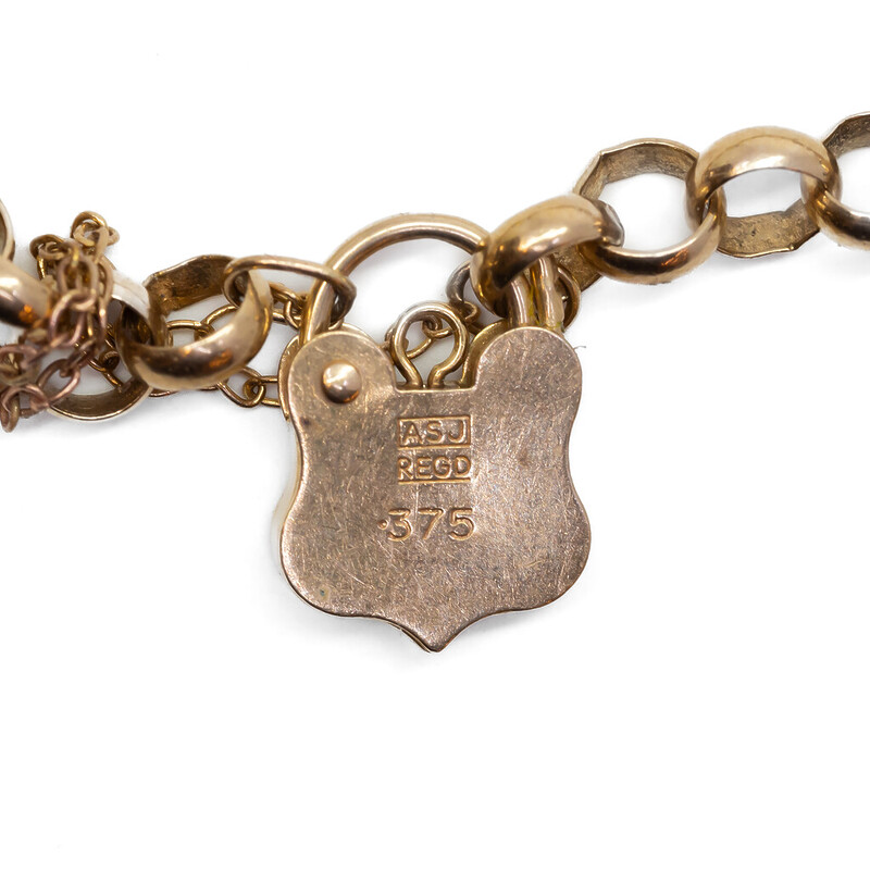 Vintage 9ct Yellow Gold Belcher Bracelet w/ Shield Clasp 19.5cm #60455