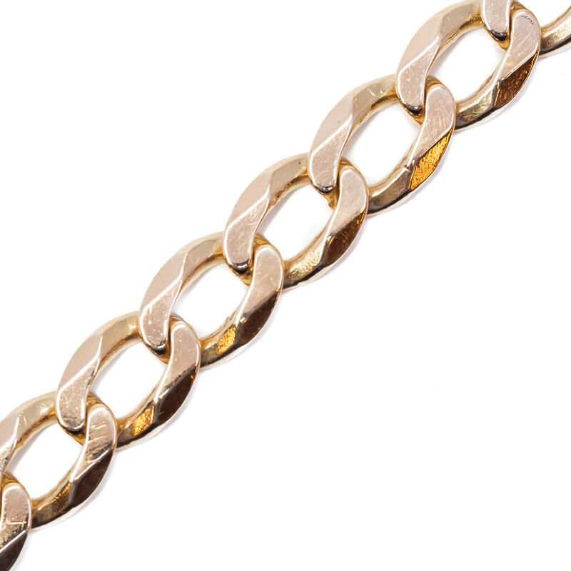 Heavy 9ct Yellow Gold Bevelled Curb Link Bracelet 21cm #59412