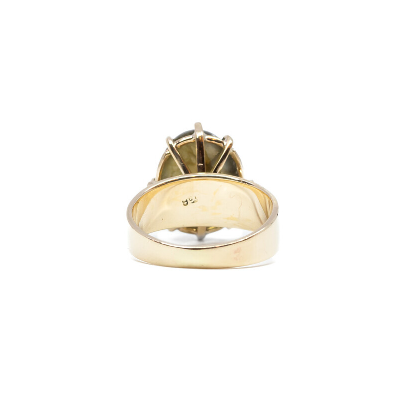 9ct Yellow Gold Oval Labradorite Cabochon Ring Size K 1/2 #61587