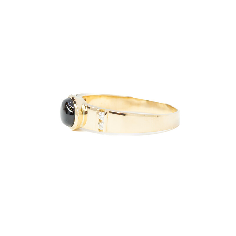18ct Yellow Gold Star Sapphire & Diamond Ring Size Z + 1 #61631