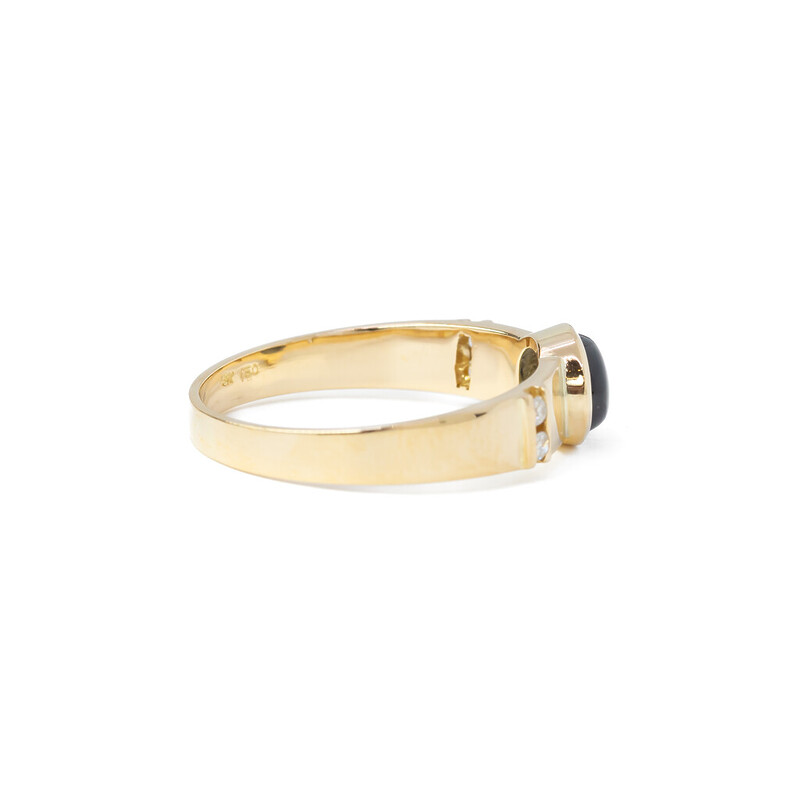 18ct Yellow Gold Star Sapphire & Diamond Ring Size Z + 1 #61631