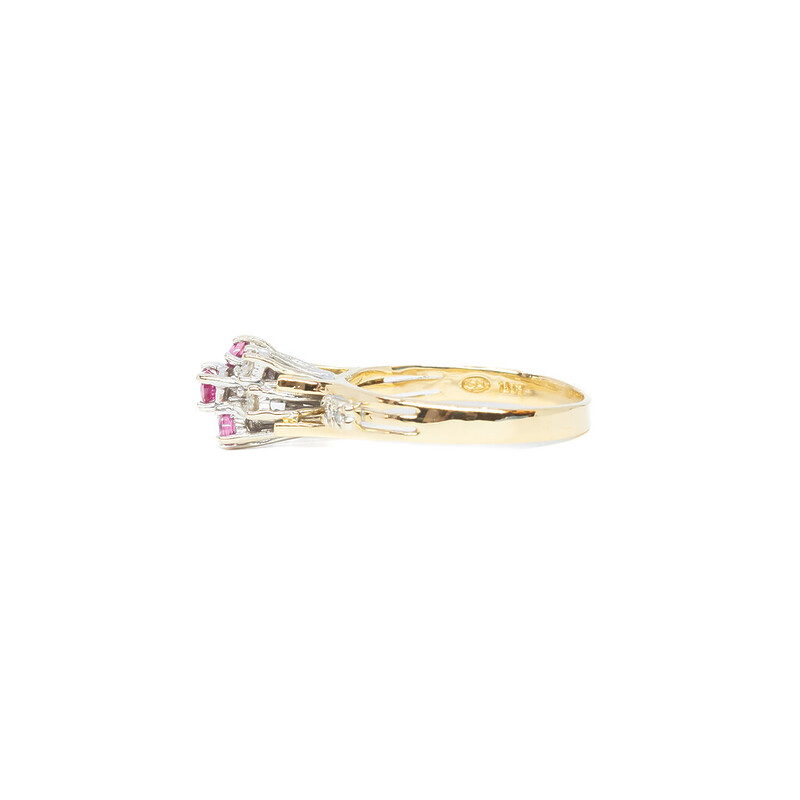 18ct Yellow Gold Ruby & Diamond Ring Size M #62109