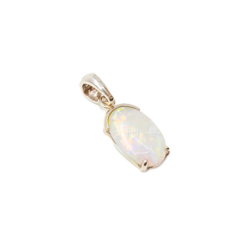9ct Yellow Gold White Opal Oval Cabochon Pendant #62108