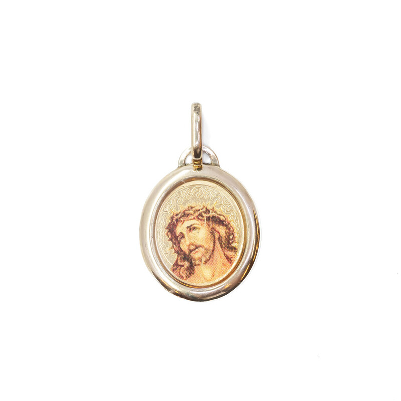 9ct Yellow Gold Portrait of Jesus Christ Pendant 375 Italy #62106