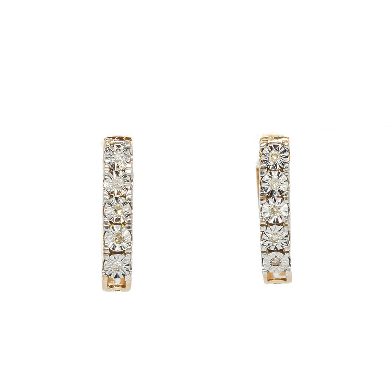 9ct Yellow Gold Diamond Hoop Earrings #62152