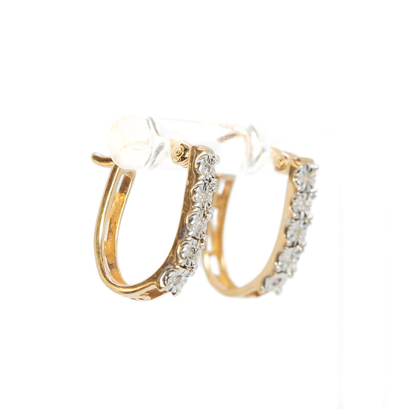 9ct Yellow Gold Diamond Hoop Earrings #62152