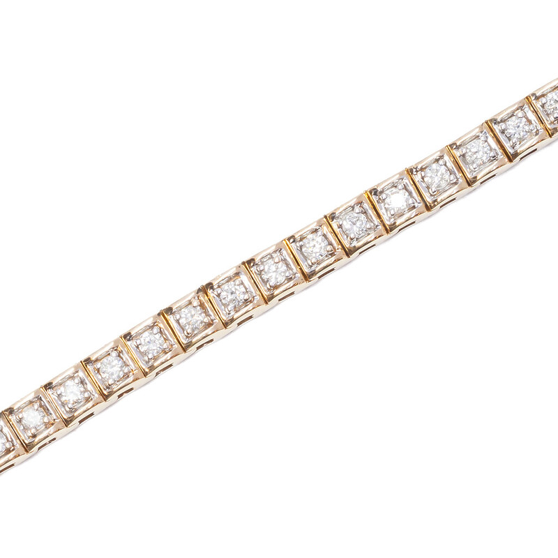 10ct Yellow Gold 1.0ct TW Diamond Tennis Bracelet 18cm #62143