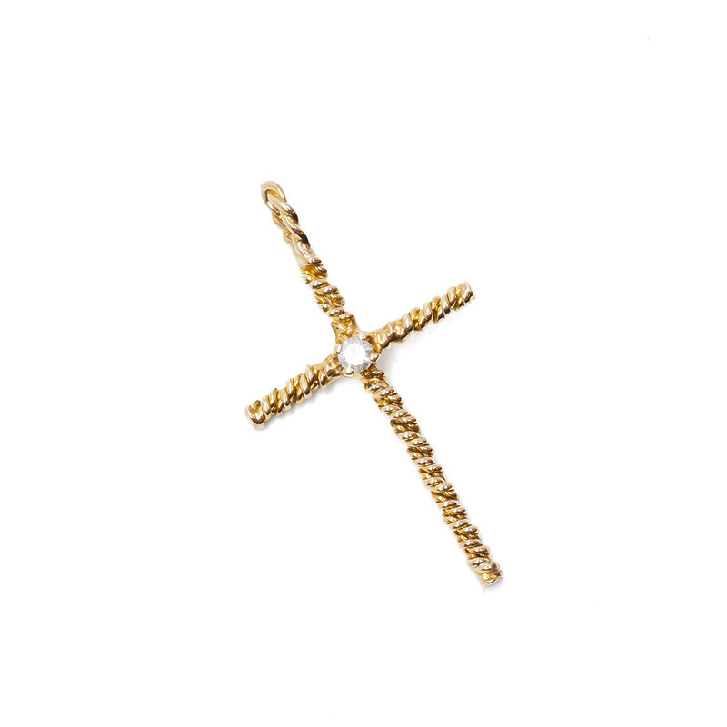 9ct Yellow Gold Diamond Cross Pendant #62063
