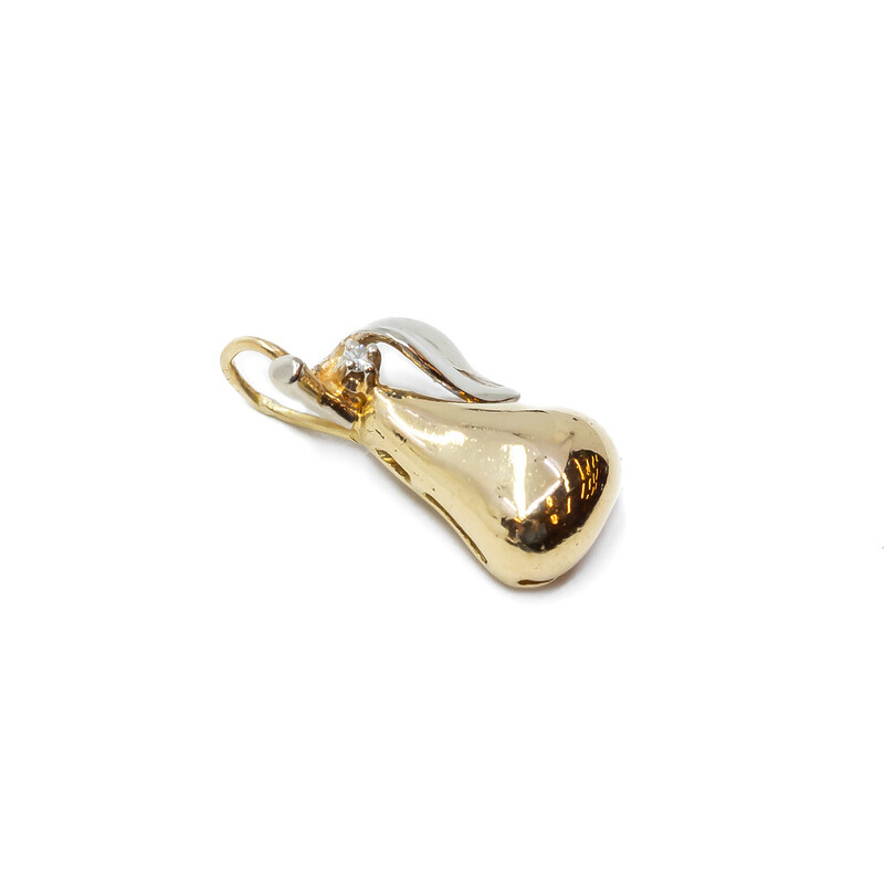 18ct Two Tone Gold Pear Shaped Diamond Pendant #58947-5