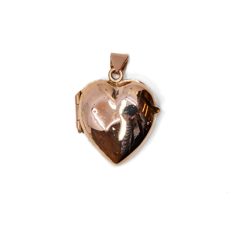 Vintage 9ct Rose Gold Love Heart Locket Pendant (Dinted) #62059