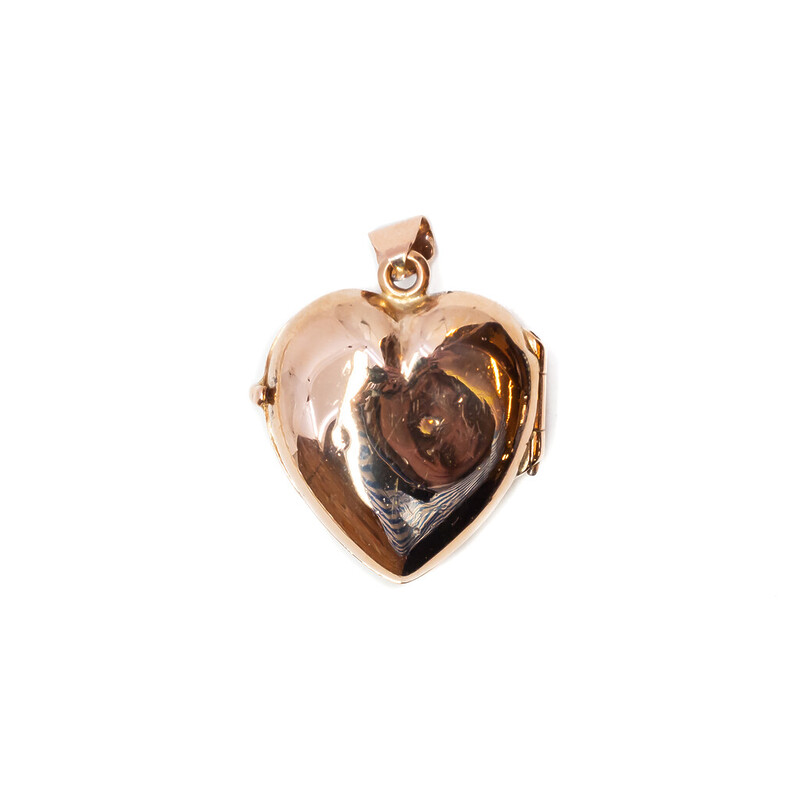 Vintage 9ct Rose Gold Love Heart Locket Pendant (Dinted) #62059