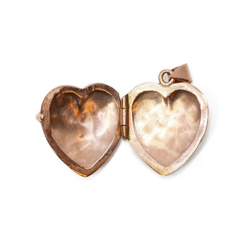 Vintage 9ct Rose Gold Love Heart Locket Pendant (Dinted) #62059