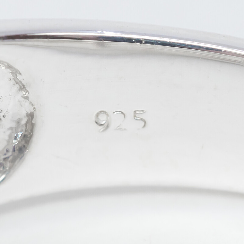 Sterling Silver Sapphire & CZ Dress Ring Size W #61829