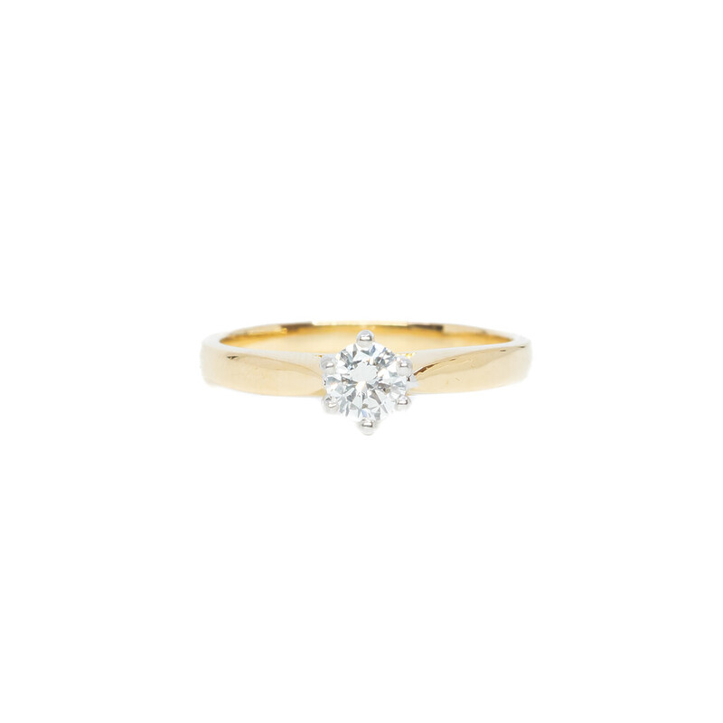 18ct Yellow Gold 0.35ct Diamond Solitaire Engagement Ring Size M #58113