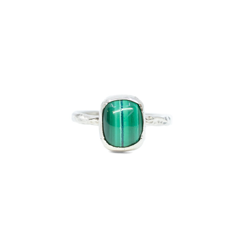 Sterling Silver Malachite Ring Size L1/2#62042