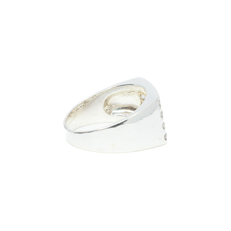 Sterling Silver CZ Men's Ring Size W #61826