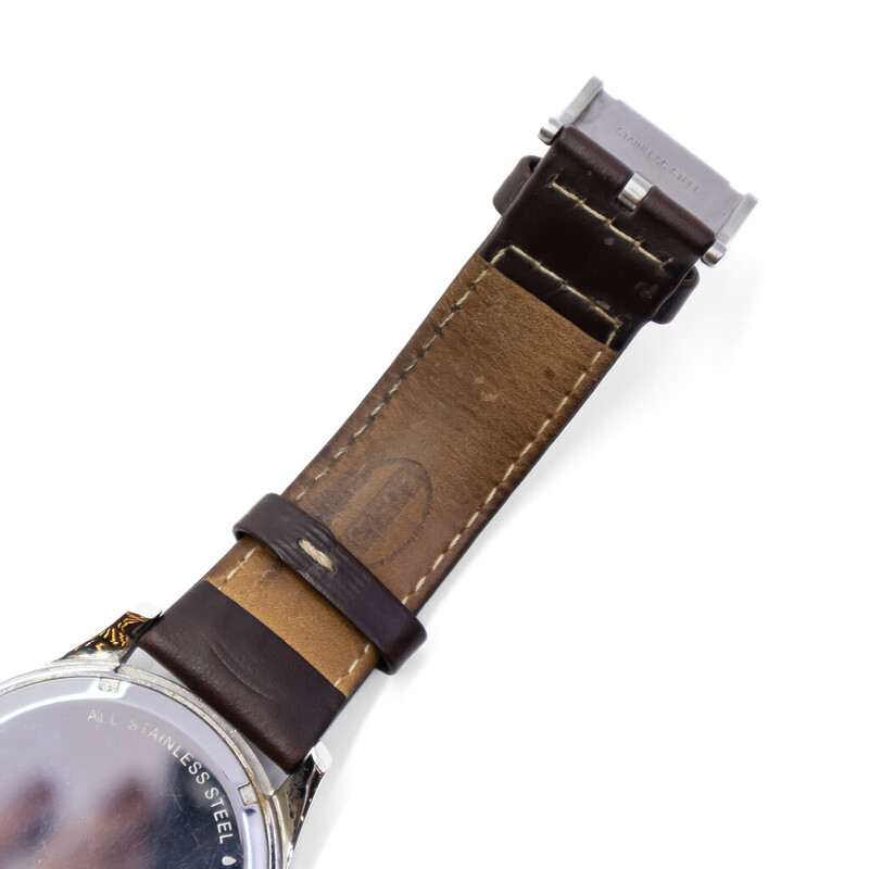 Fossil Mens Quartz Watch Brown Leather Band FS-4496 #60691