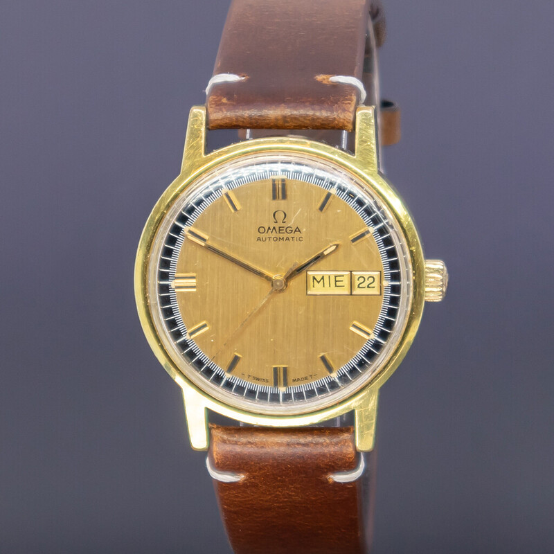 Vintage Omega Cal.1022 Automatic 35mm Day-Date Gold Watch #61740