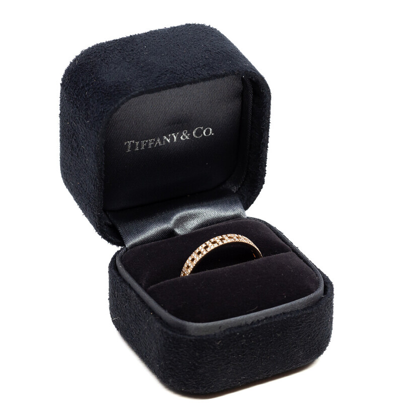 Tiffany& Co. T True Narrow 18ct Rose Gold Diamond Ring RRP $8650 #62136
