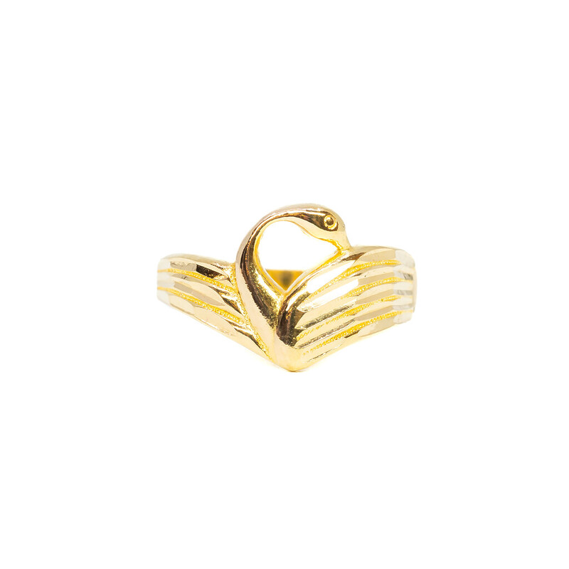 22ct Yellow Gold Swan Ring Size R #61596
