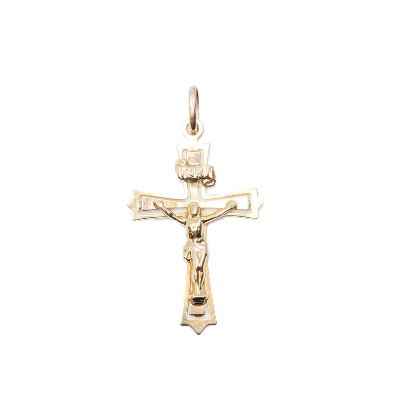 9ct Yellow Gold Cross Crucifix Pendant #62104