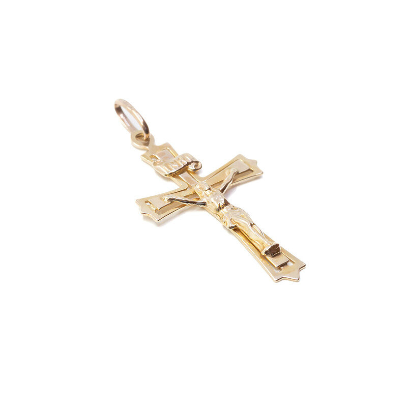 9ct Yellow Gold Cross Crucifix Pendant #62104