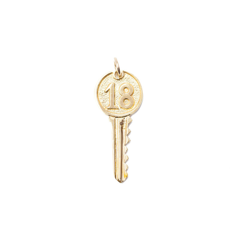 9ct Yellow Gold Diamond 18th Birthday Key Pendant #61977
