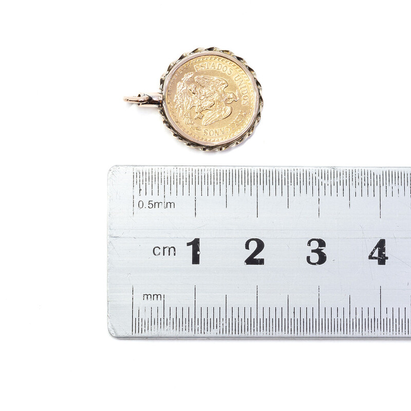 Vintage 1945 2 1/2 Pesos Mexican Gold Coin Pendant #62066