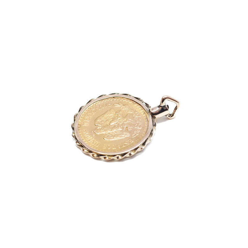 Vintage 1945 2 1/2 Pesos Mexican Gold Coin Pendant #62066