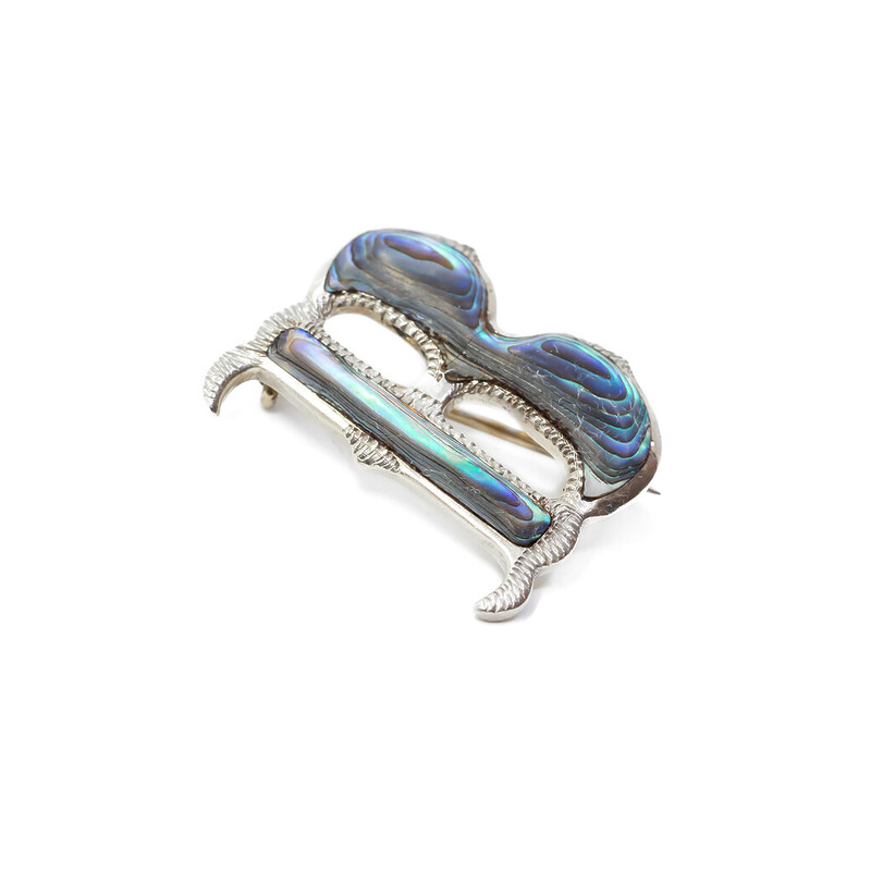 Sterling Silver Letter B Paua Shell Brooch Pin 2.5cm #61680