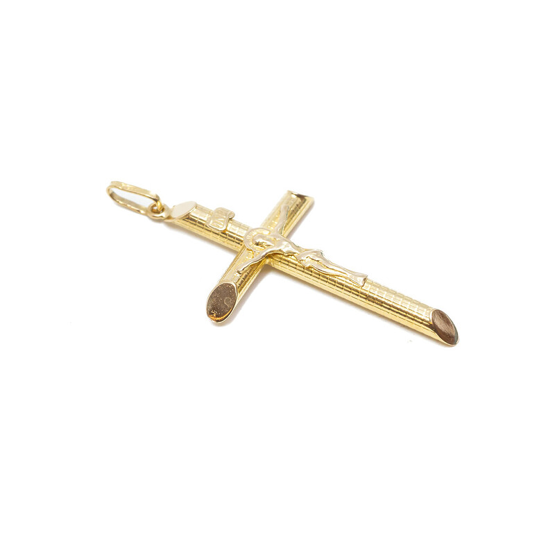 18ct Yellow Gold Crucifix Cross Pendant 4.1cm #61958