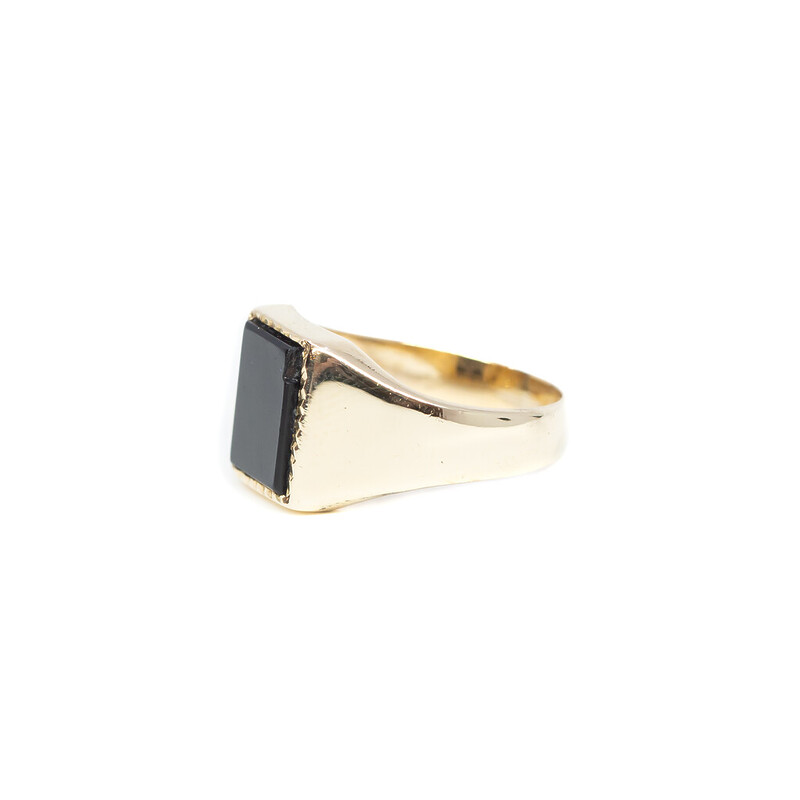 Vintage 9ct Yellow Gold Onyx Pinky Ring (A/F) Size E 1/2 Hallmarked #62099