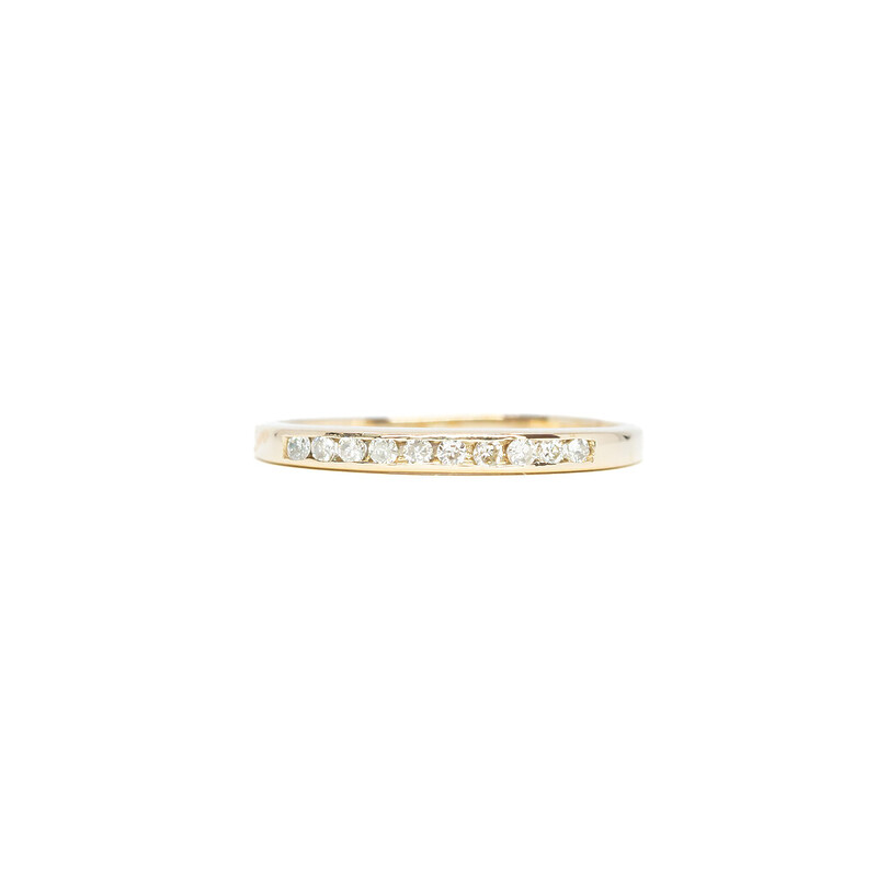 9ct Yellow Gold Diamond Channel Band Ring Size L 1/2 #61579
