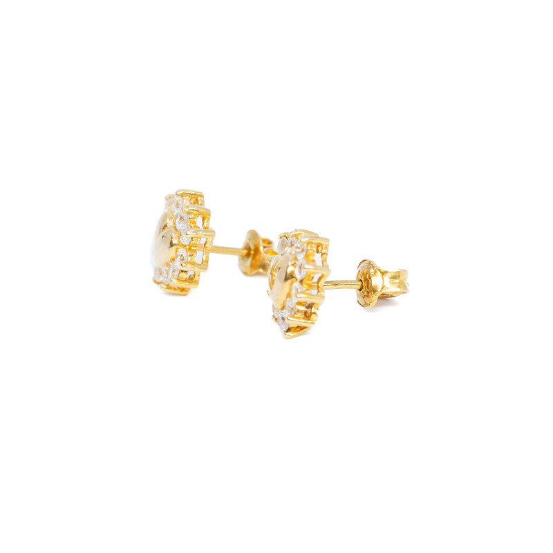 18ct Yellow Gold CZ Love Heart Stud Earrings #61557