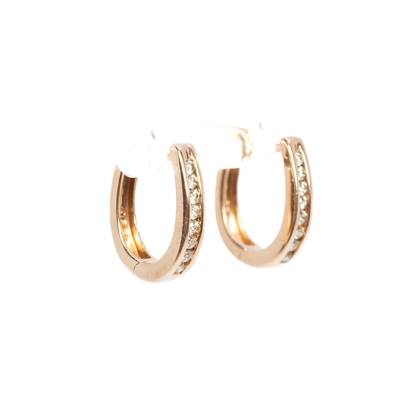 9ct Rose Gold Diamond Hoop Earrings #57223