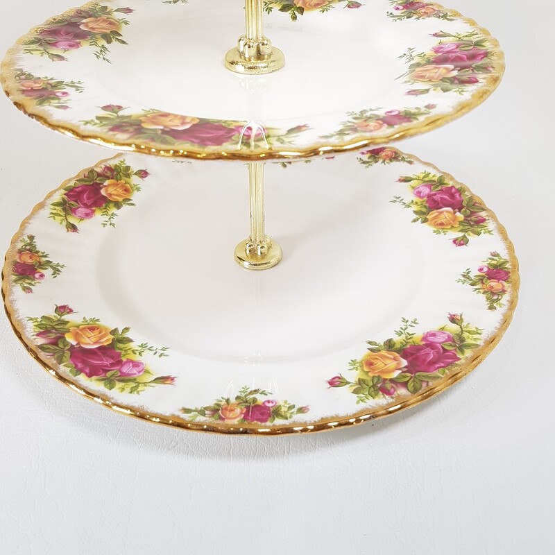 Royal Albert Old Country Roses High Tea Large 35cm 3 Tier Cake Stand Made in England #60995