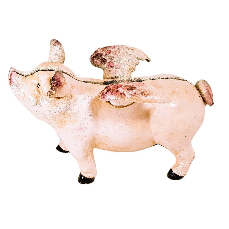 Flying Pig Cast Iron Money Coin Bank 19cm #60602