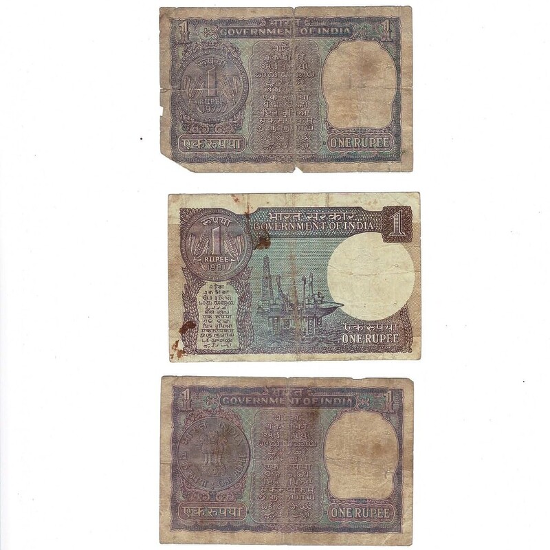 3 X India One Rupee Banknote Collection Lot #59269-12
