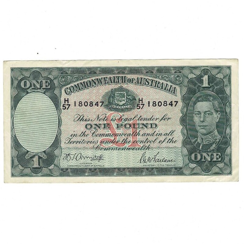 Australia 1942 KGVI Armitage/mcfarlane One Pound Banknote #59269-18