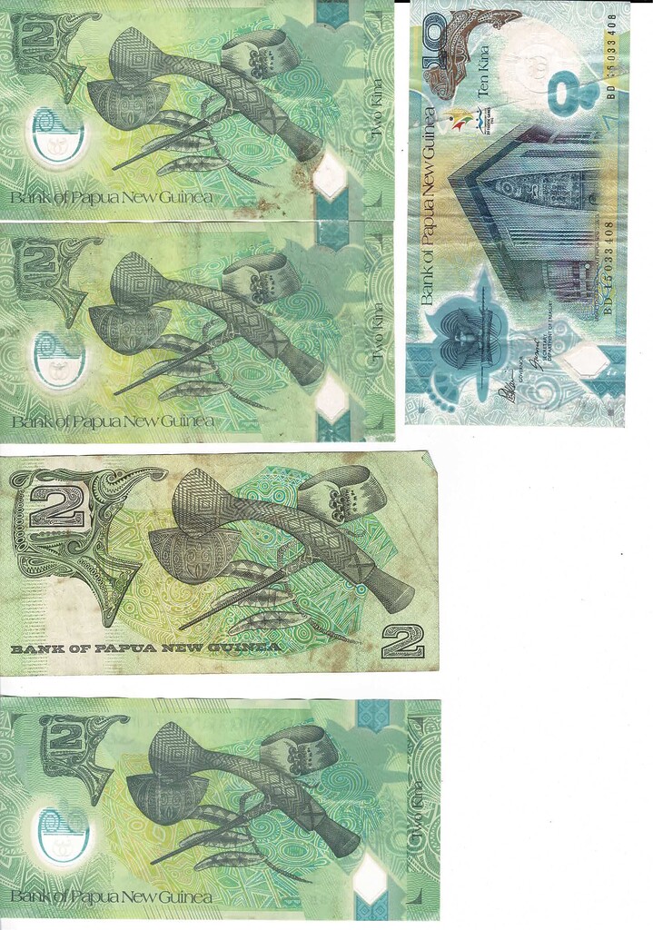 5 X Papua New Guinea Kina Banknote Collection Lot #59269-26