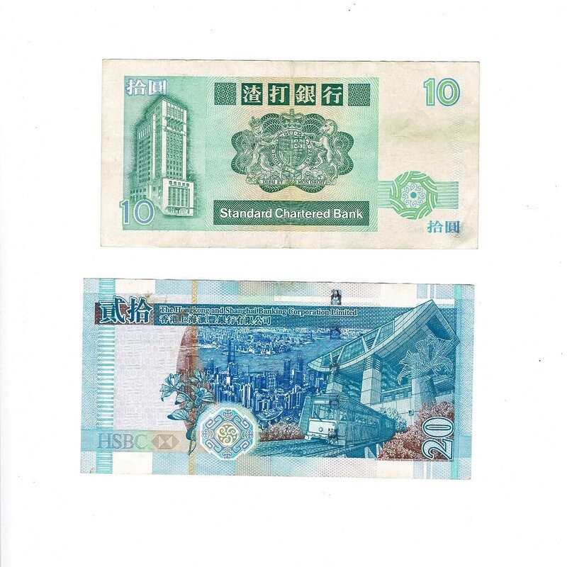 2 X Hong Kong Hsbc Banknotes $10 1986 & $20 2009 #59269-32