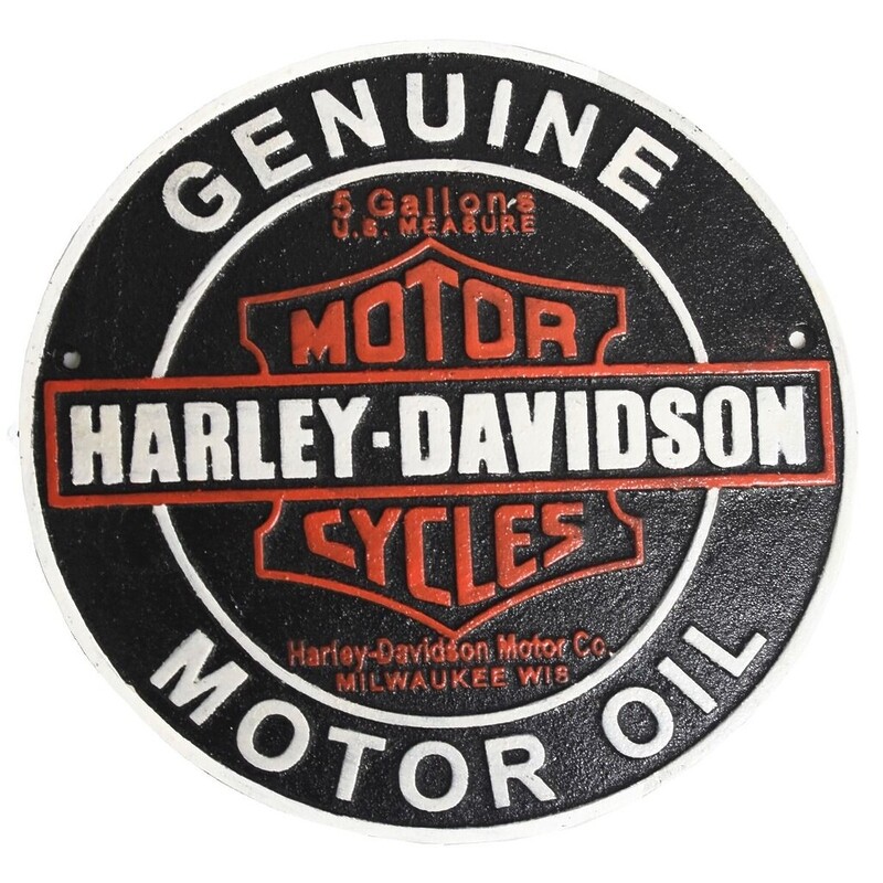 Harley Davidson Cast Iron Sign Genuine Motor Oil 24cm #59132