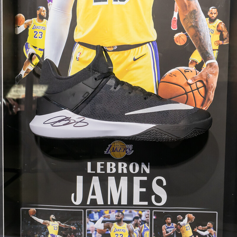 Lebron James Signed Shoe Framed Memorabilia with Taylormade Certificate #62094